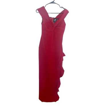 Shoshanna Midnight burgundy gown ruffle slit size… - image 1