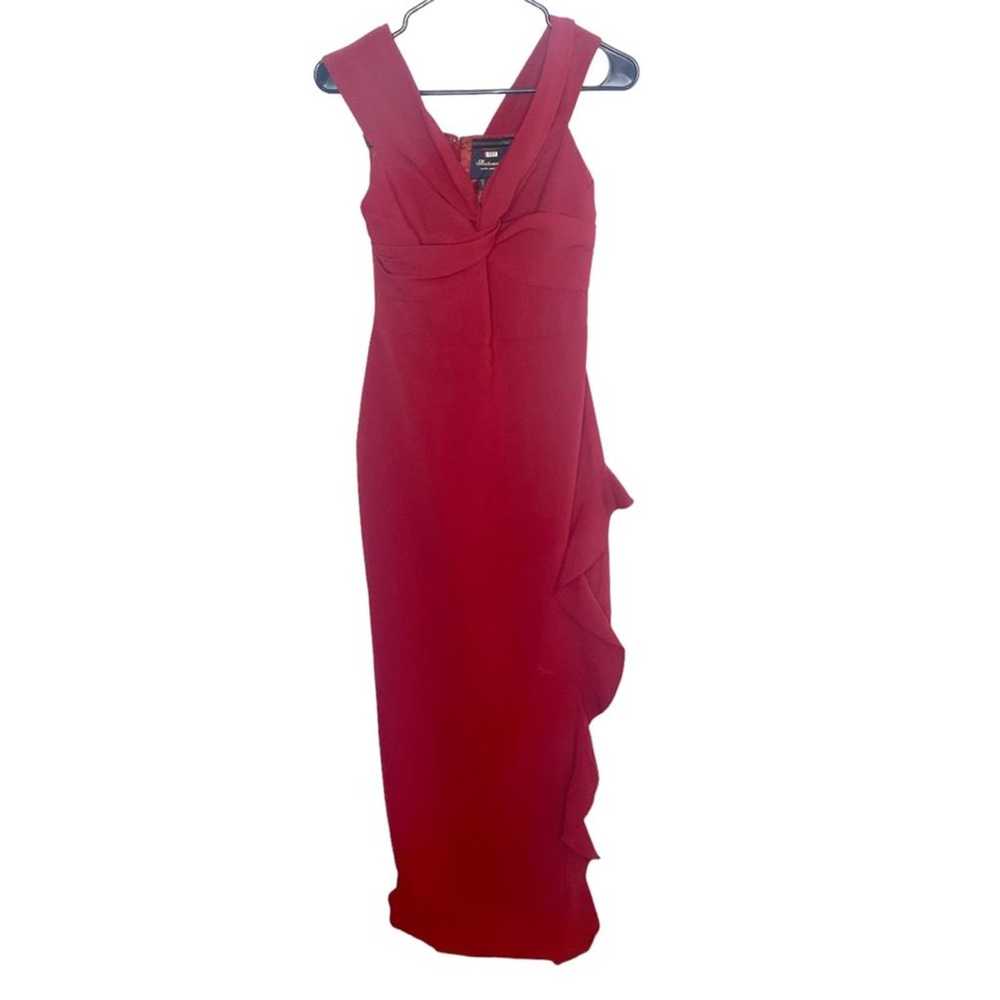 Shoshanna Midnight burgundy gown ruffle slit size… - image 4