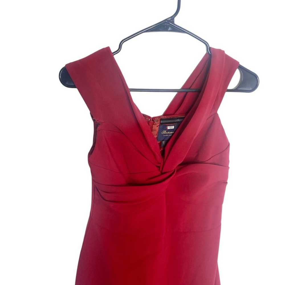Shoshanna Midnight burgundy gown ruffle slit size… - image 5
