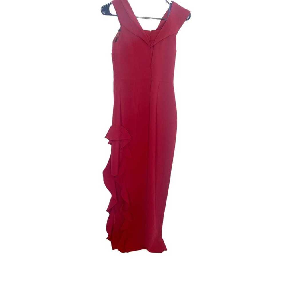 Shoshanna Midnight burgundy gown ruffle slit size… - image 6