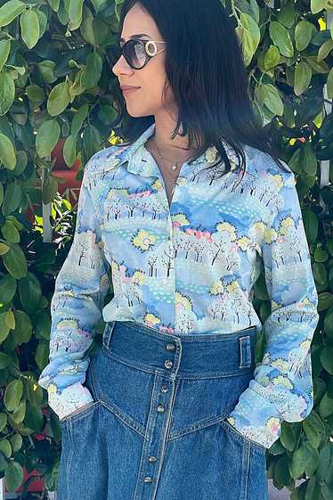 Vintage 1970's Pastel Trees Shirt Selected by Fer… - image 1