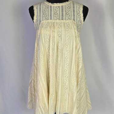 Free People Womens Ivory Cotton Lace Sleeveless A… - image 1