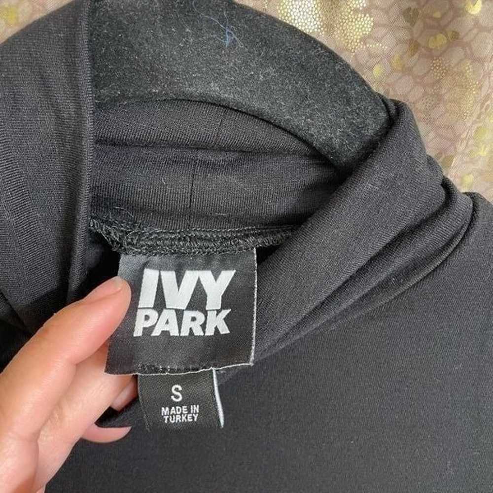 Ivy Park Black Fitted Logo Mock Neck Funnel Midi … - image 5