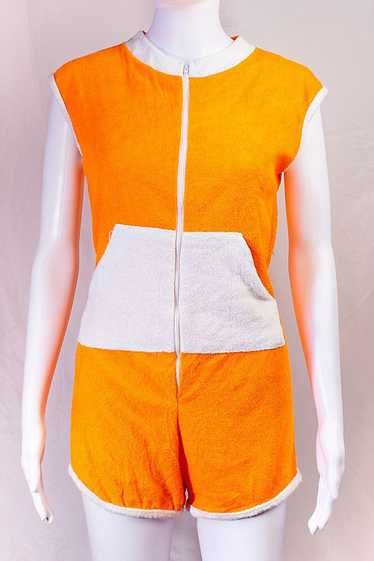 Vintage 60s Orange Terry Cloth Romper Selected by 