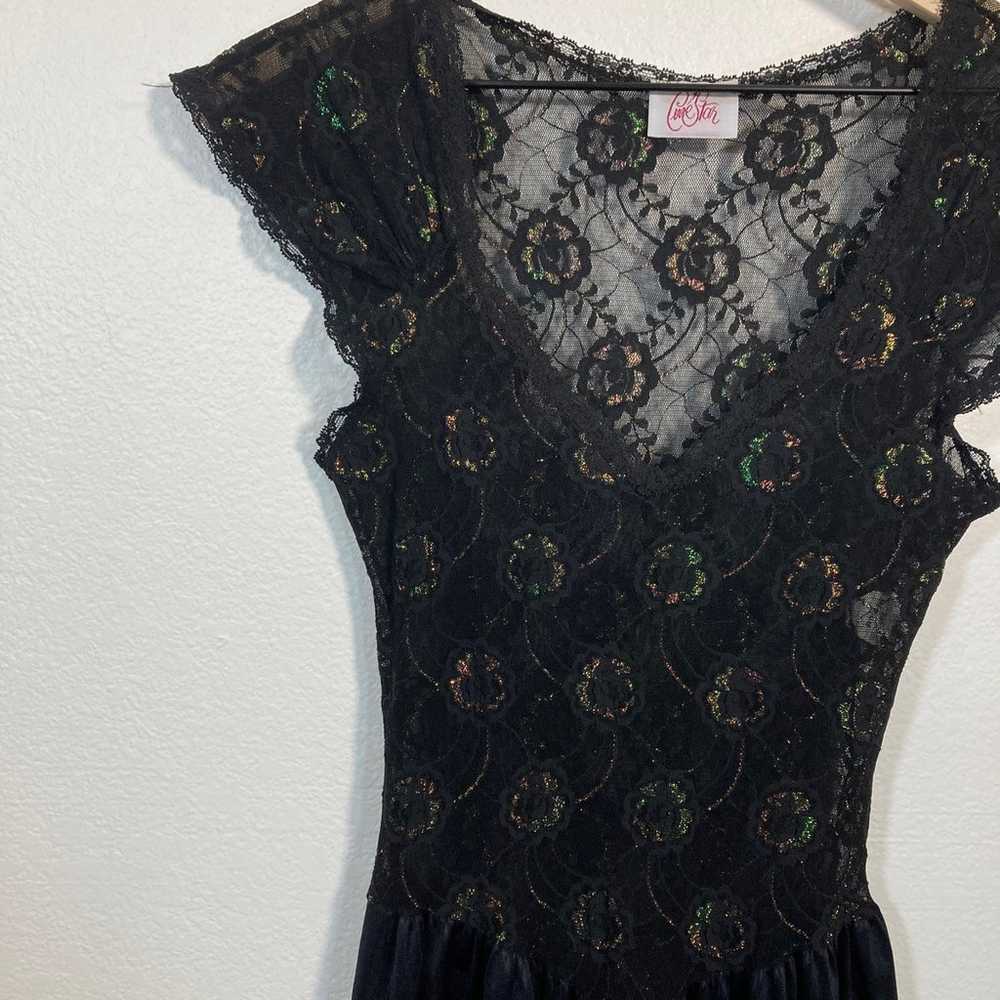 Vintage Love Star Dress Black lace sheer iridesce… - image 4