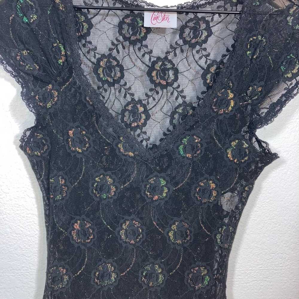 Vintage Love Star Dress Black lace sheer iridesce… - image 5
