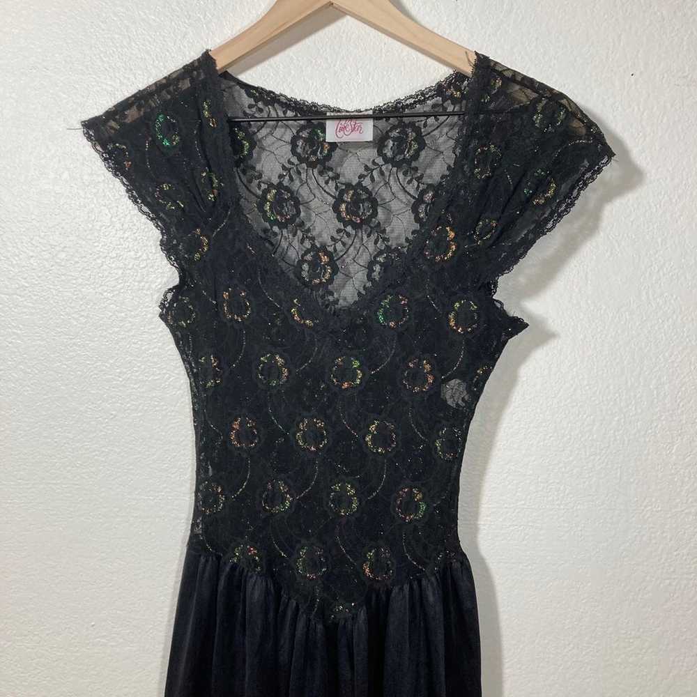 Vintage Love Star Dress Black lace sheer iridesce… - image 6