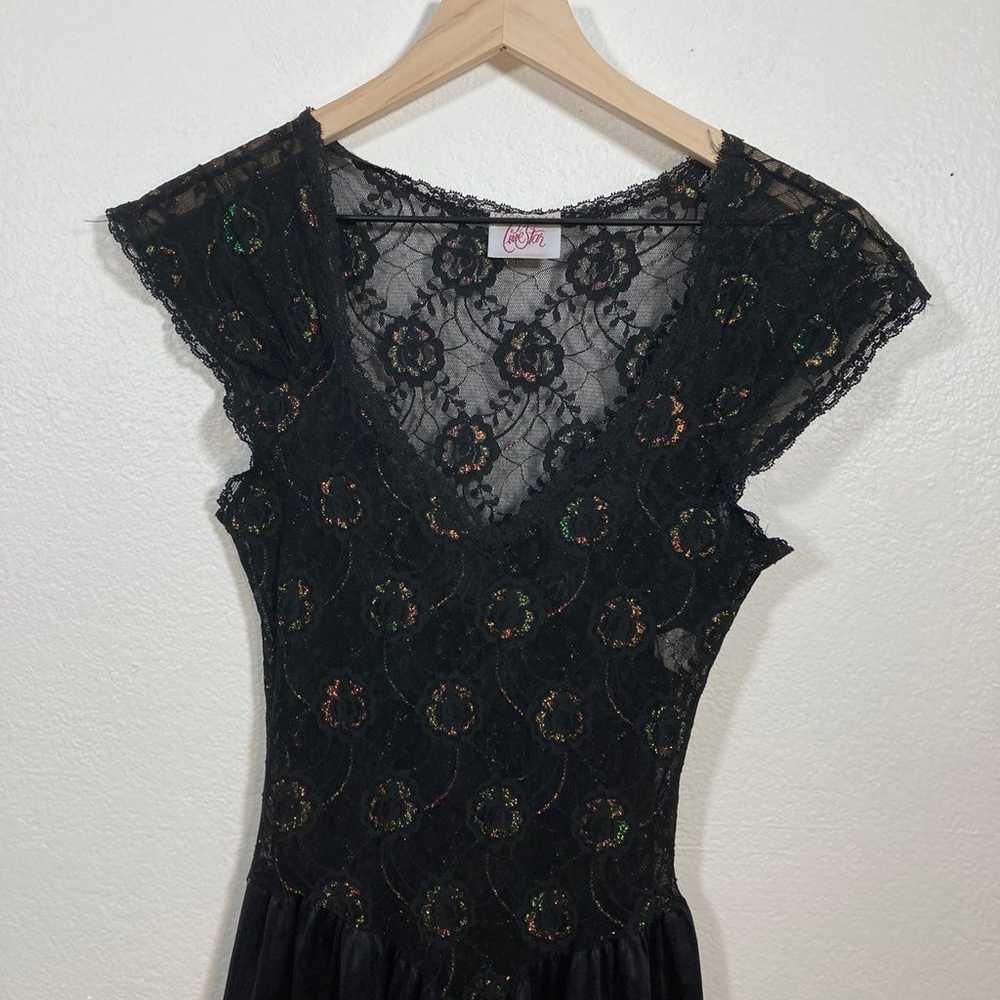 Vintage Love Star Dress Black lace sheer iridesce… - image 9