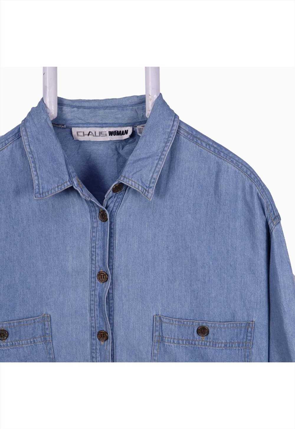 Vintage 90's Chaus Woman Shirt Denim Long Sleeve … - image 3
