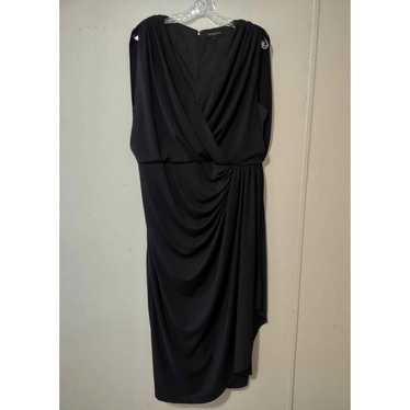 Donna Karan Faux Wrap Sleeveless Black Dress Wome… - image 1