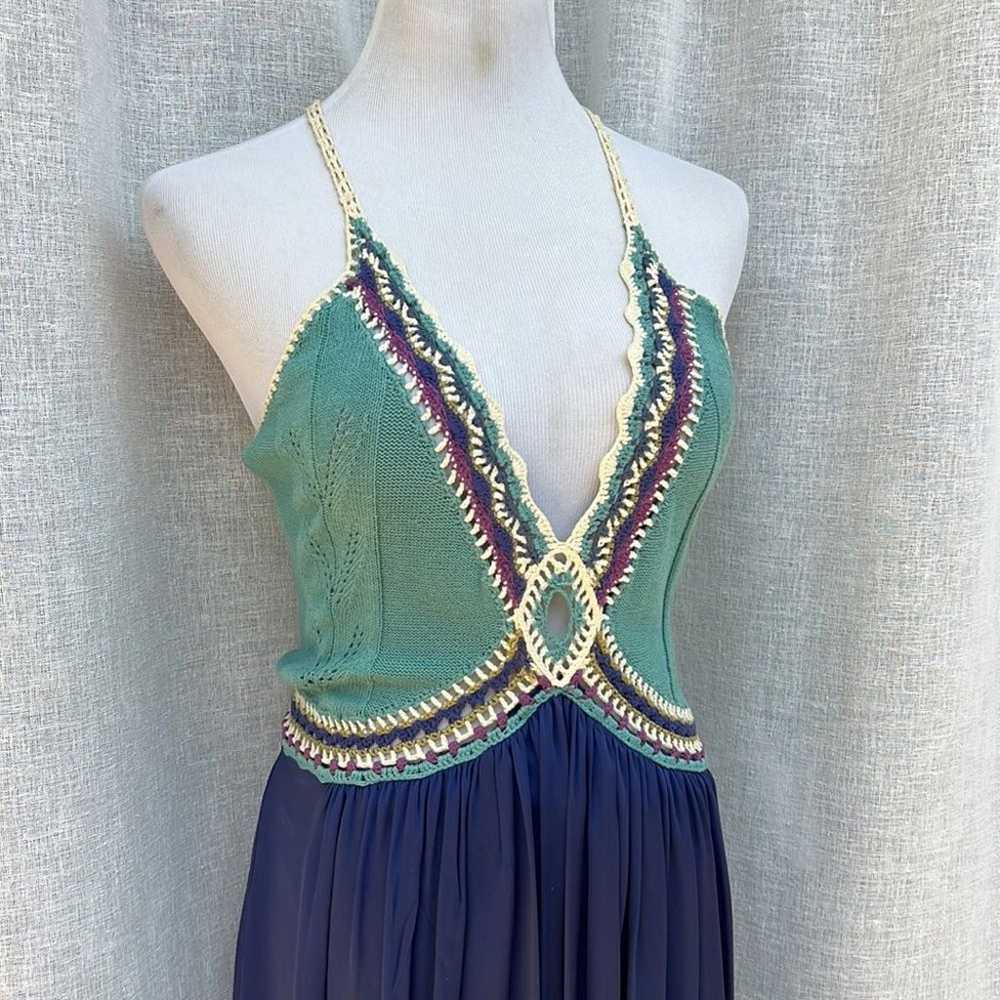 Nicole Miller Summer crochet blue turquoise dress - image 2