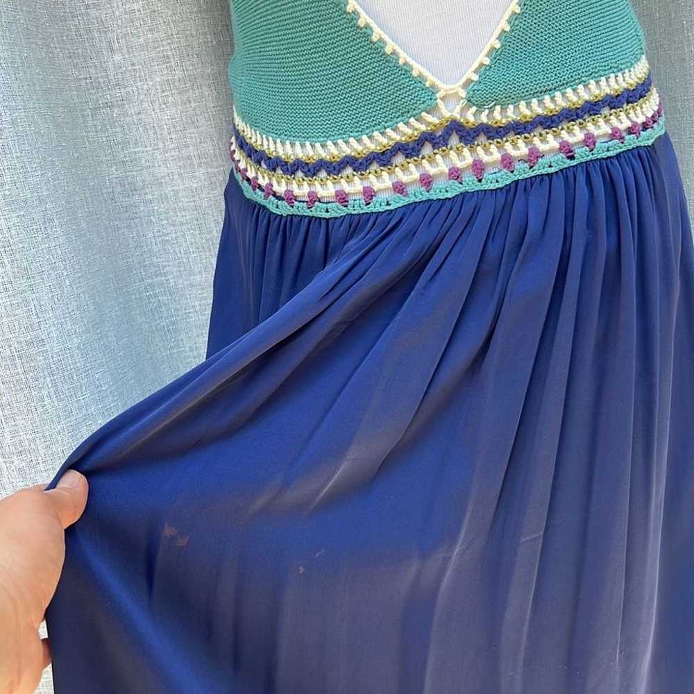 Nicole Miller Summer crochet blue turquoise dress - image 6
