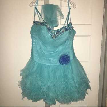 Blue Ruffle Prom Dress