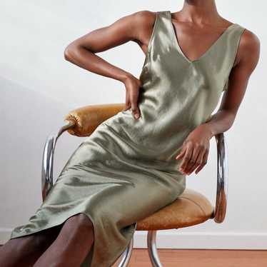 Aritzia Babaton Blair Midi Slip Dress Satin Sleev… - image 1