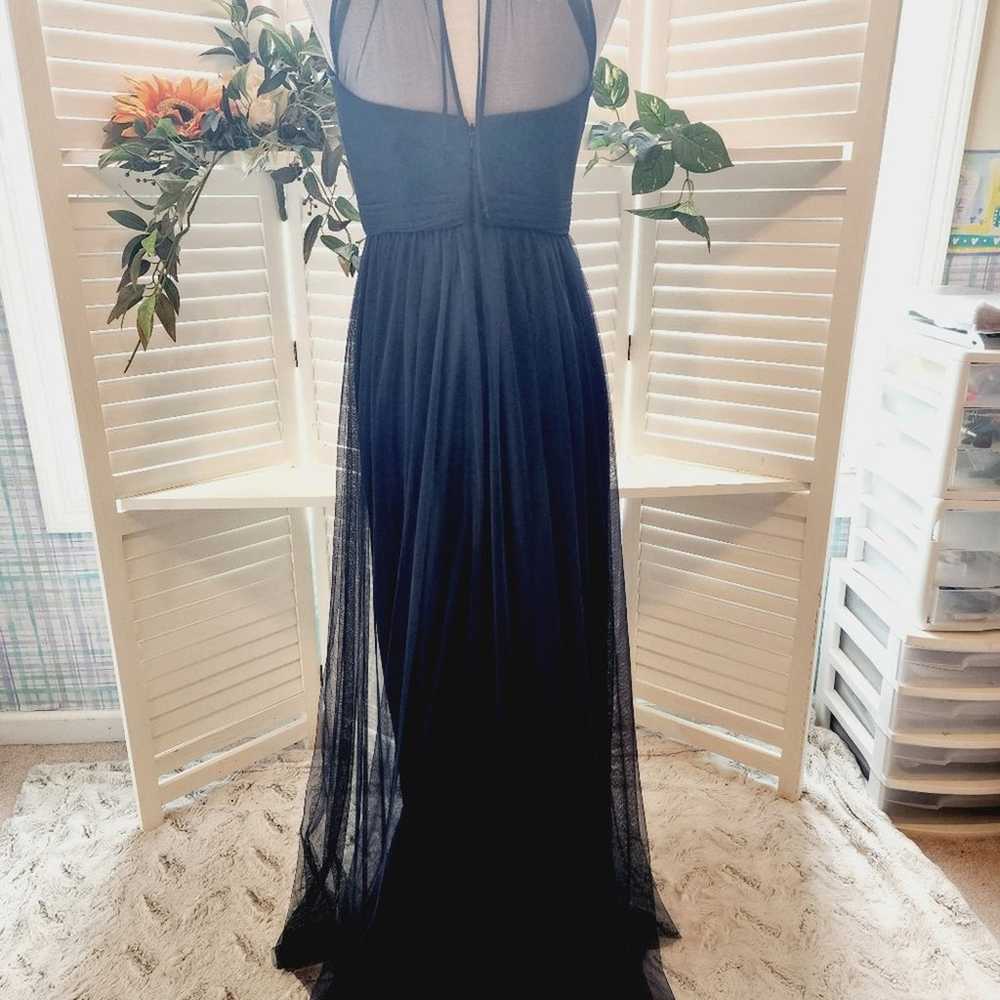 AMSALE MESH NAVY FLOWY FORMAL GOWN SIZE 8 - image 2