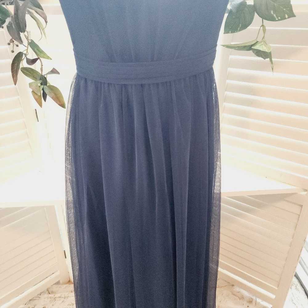 AMSALE MESH NAVY FLOWY FORMAL GOWN SIZE 8 - image 4