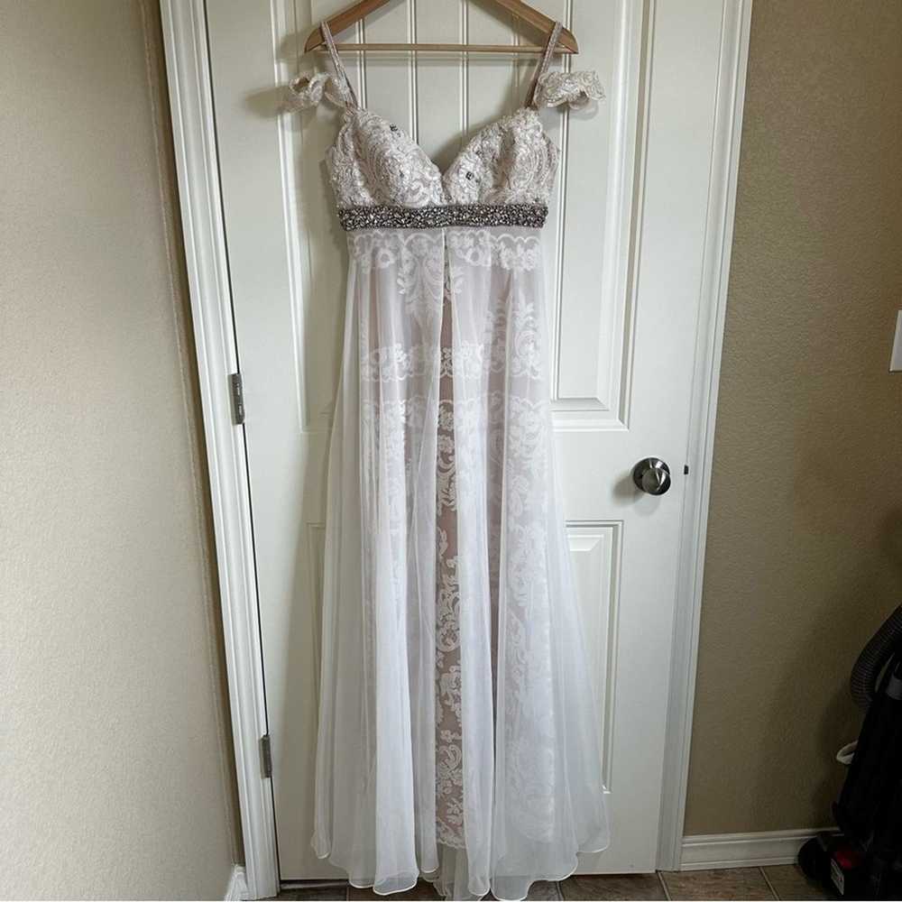 Sherri Hill women’s wedding dress size 2 white cr… - image 2