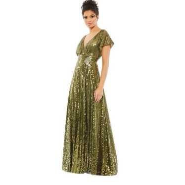 Mac Duggal SEQUINED BUTTERFLY SLEEVE WRAP OVER A … - image 1