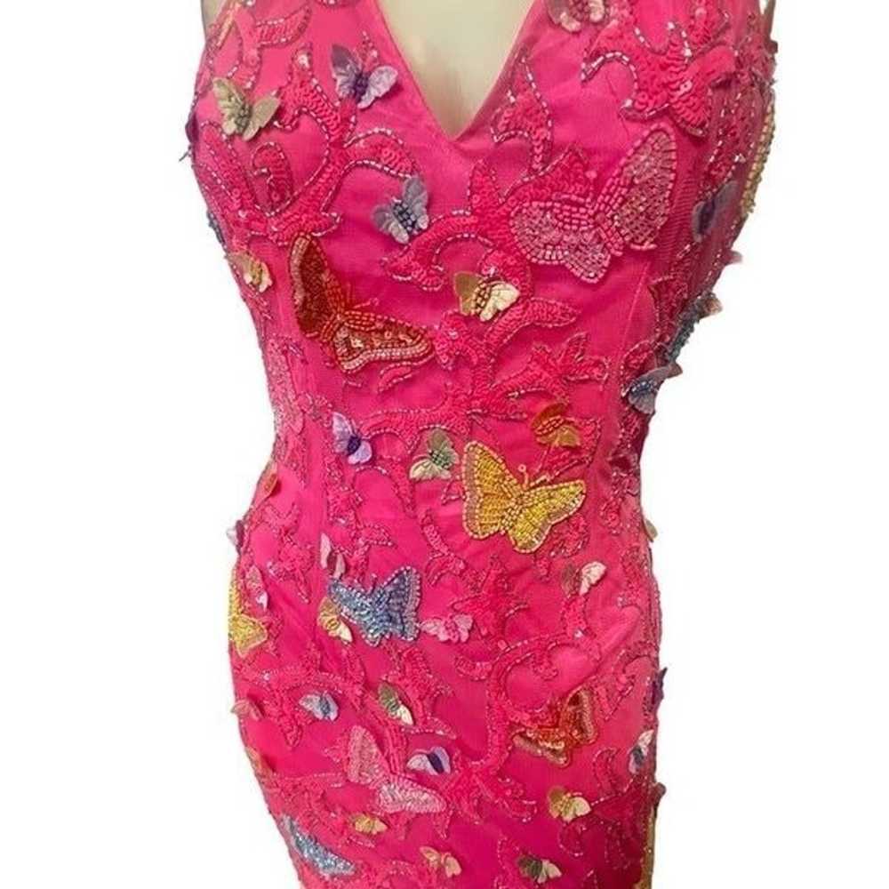 PRIMAVERA COUTURE Pink Beaded Butterfly Prom Form… - image 8