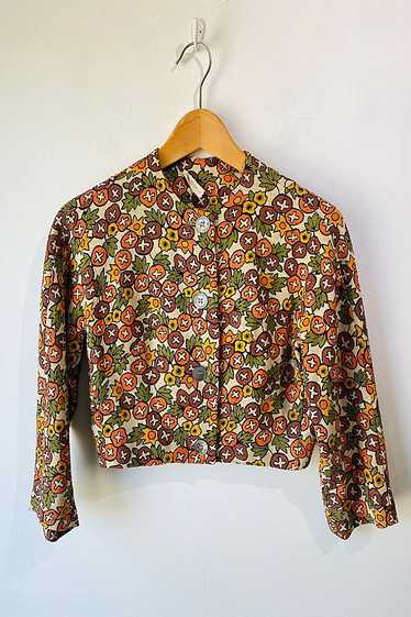 I. Magnin Fall Print Cropped Linen Jacket Selected