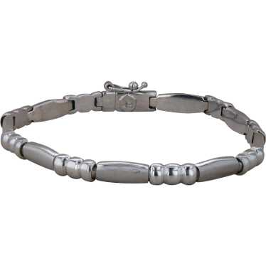 14k White Gold Link Beaded Style Bracelet 14.02g - image 1