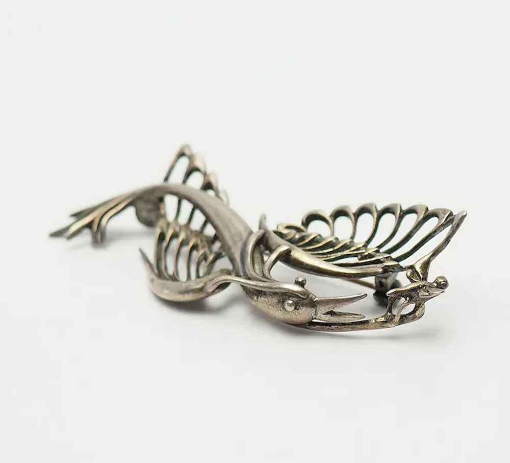 Beautiful sterling silver bird hunting for dragon… - image 2