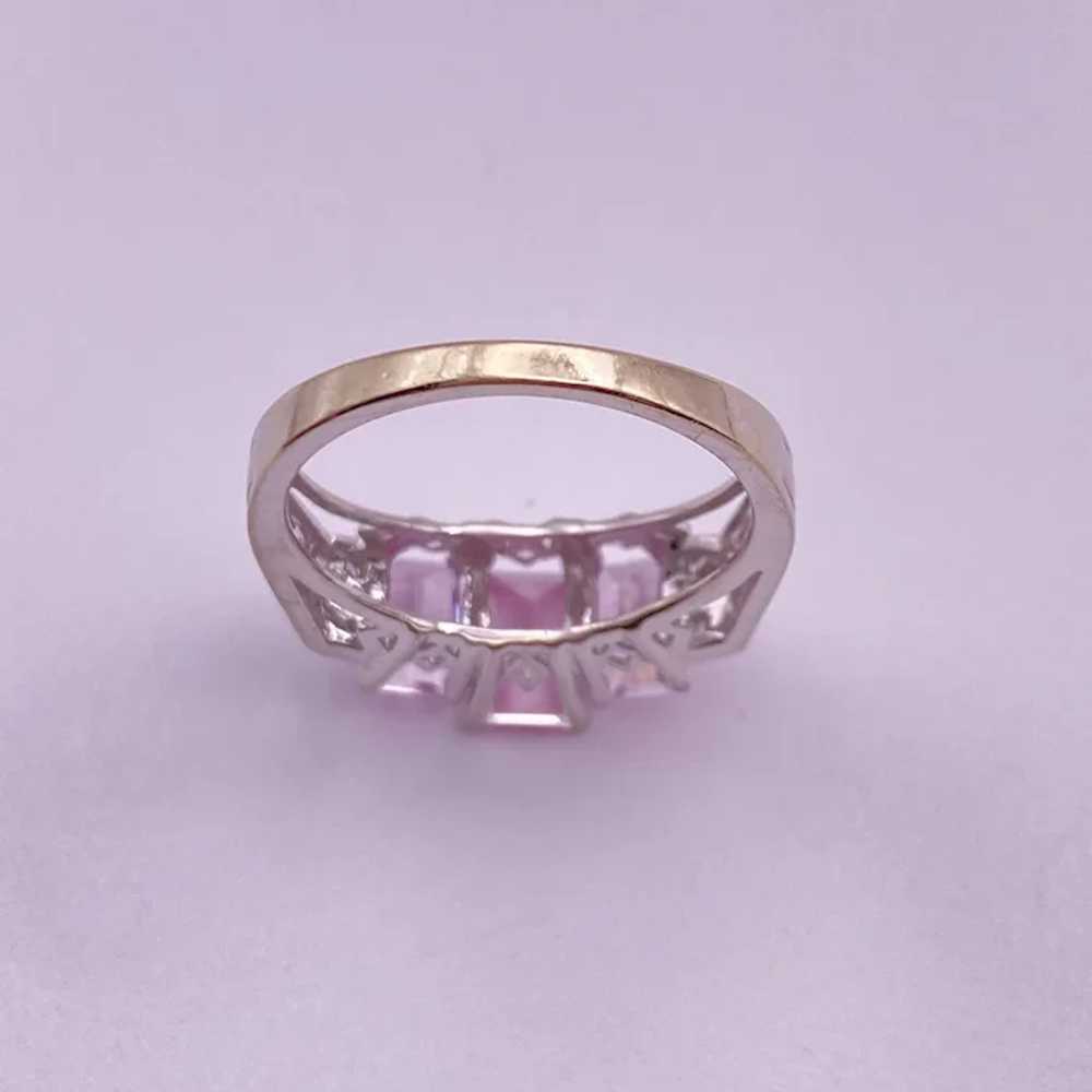 Diamond and Lab Pink Sapphire Estate Ring 2.84 Ca… - image 5