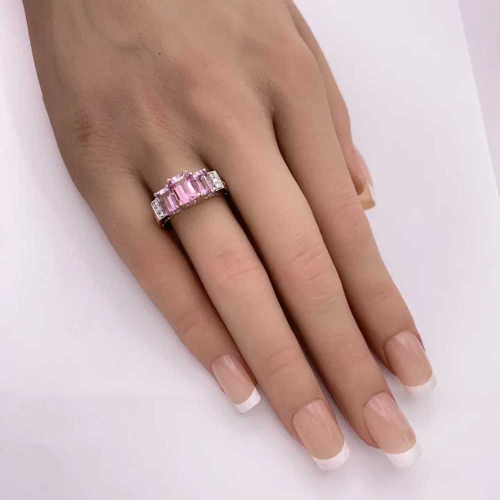 Diamond and Lab Pink Sapphire Estate Ring 2.84 Ca… - image 8