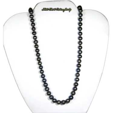 'Black' Freshwater Cultured Pearl Necklace – 22 i… - image 1