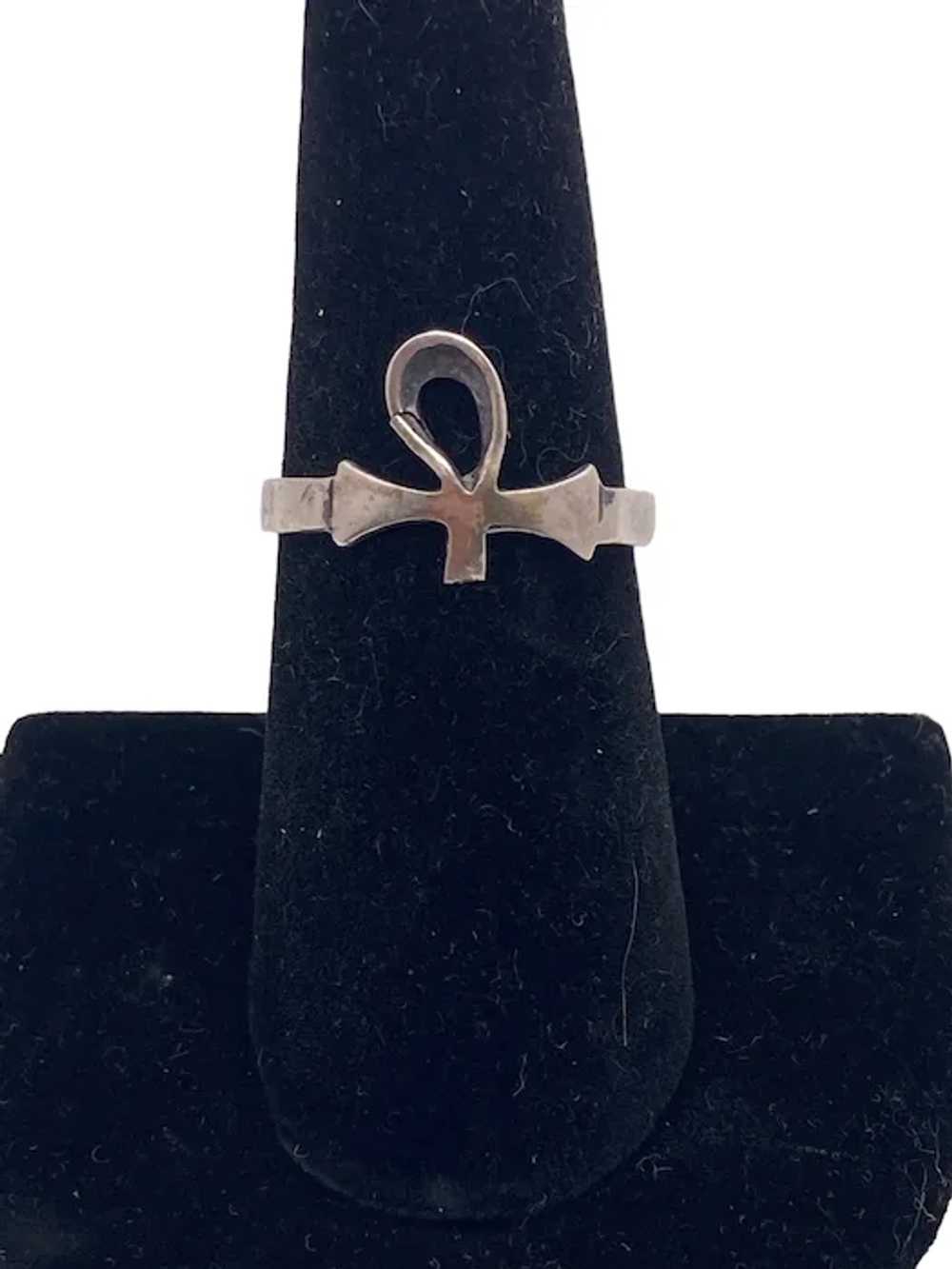 Sterling Silver Egyptian Ankh Ring - image 2