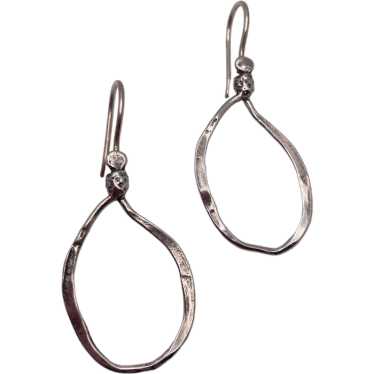 Israeli Sterling Silver Modernist Hoop Earrings