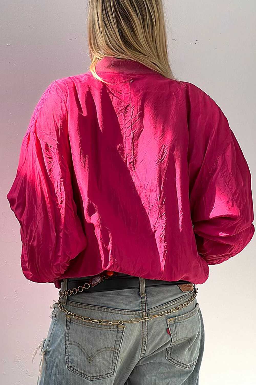 Vintage Silk Bomber Jacket Selected by Anna Corin… - image 2