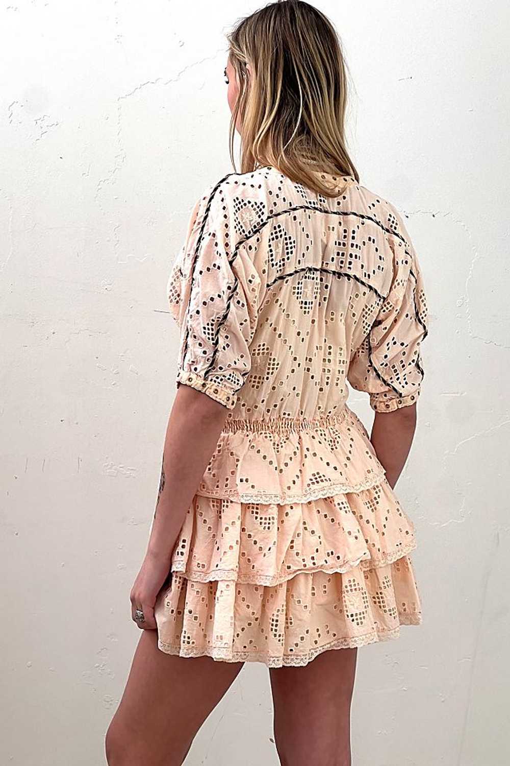 Vintage Peach Eyelet Mini Dress Selected by Anna … - image 2