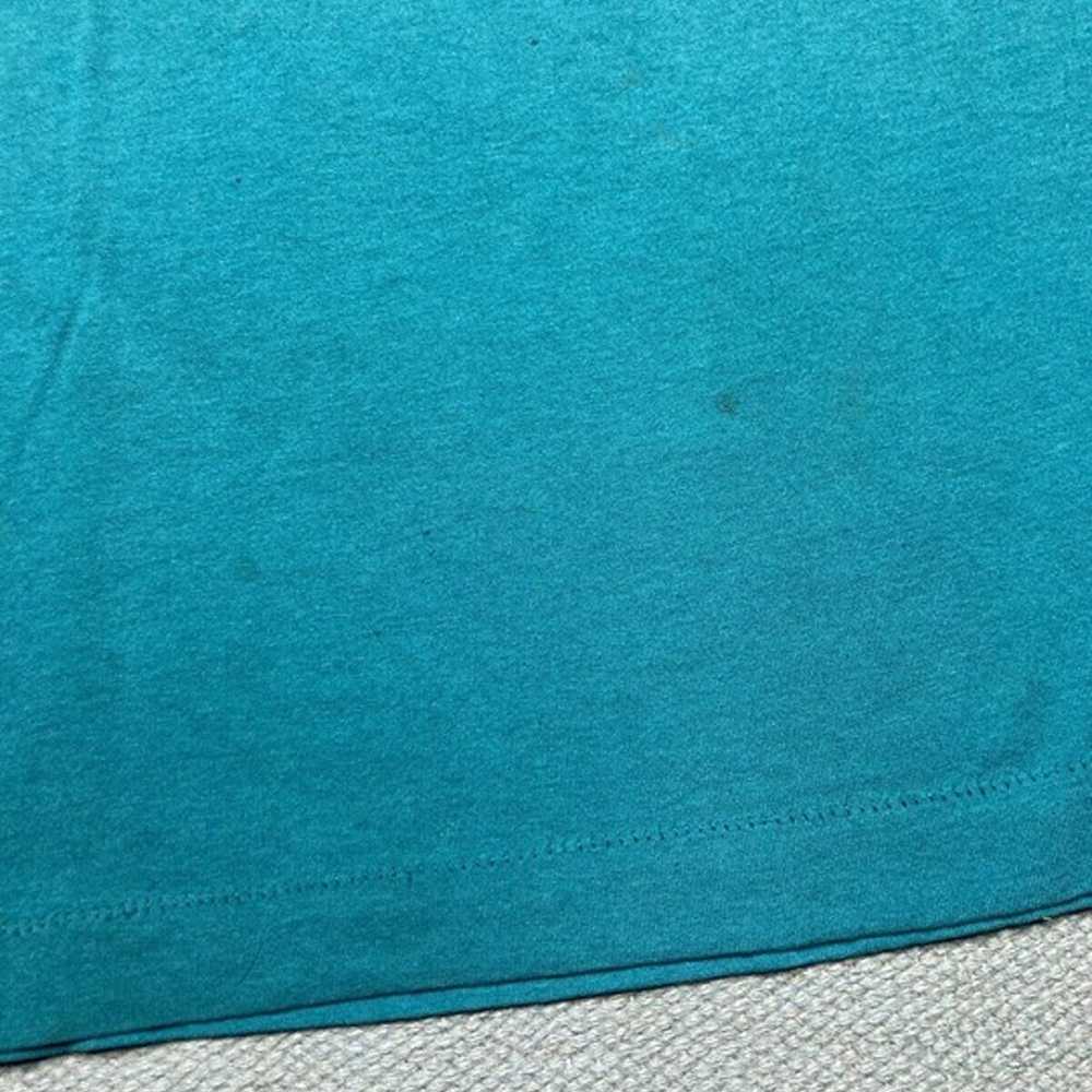 Vintage 1980s pocket t shirt blank plain teal blu… - image 2