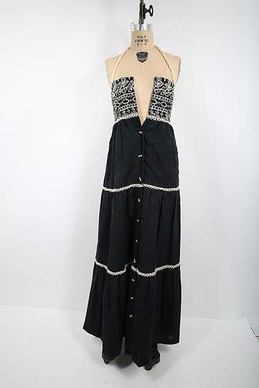 Vintage Black & Creme Tiered Maxi Dress Selected b