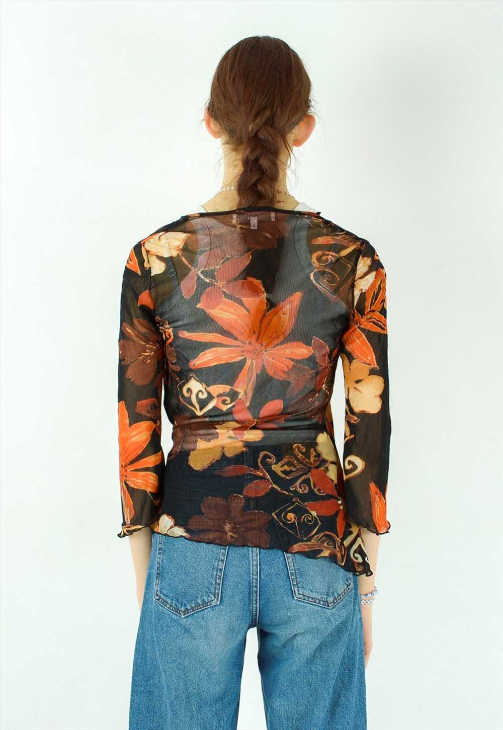 JOACHIM BOSSE Floral Print Sheer Blouse Floral Pa… - image 2