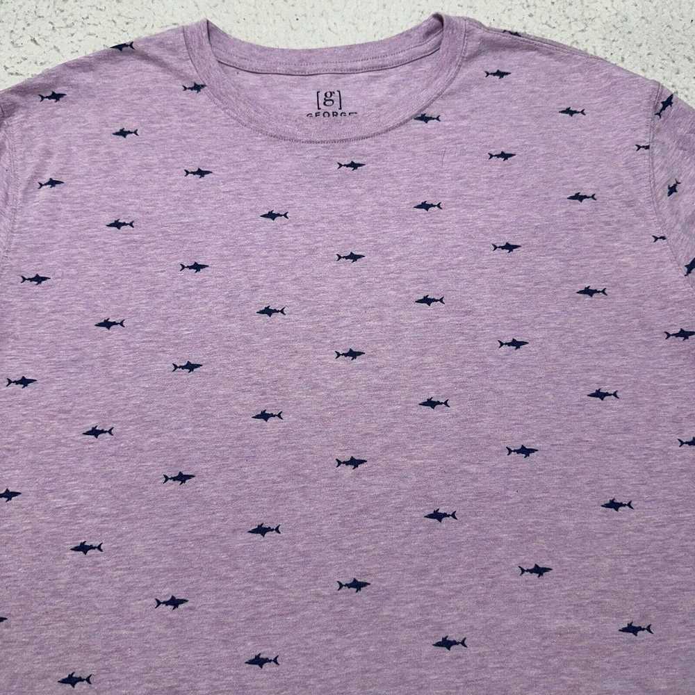 George George XL Shark Patterned T Shirt Light Pu… - image 2