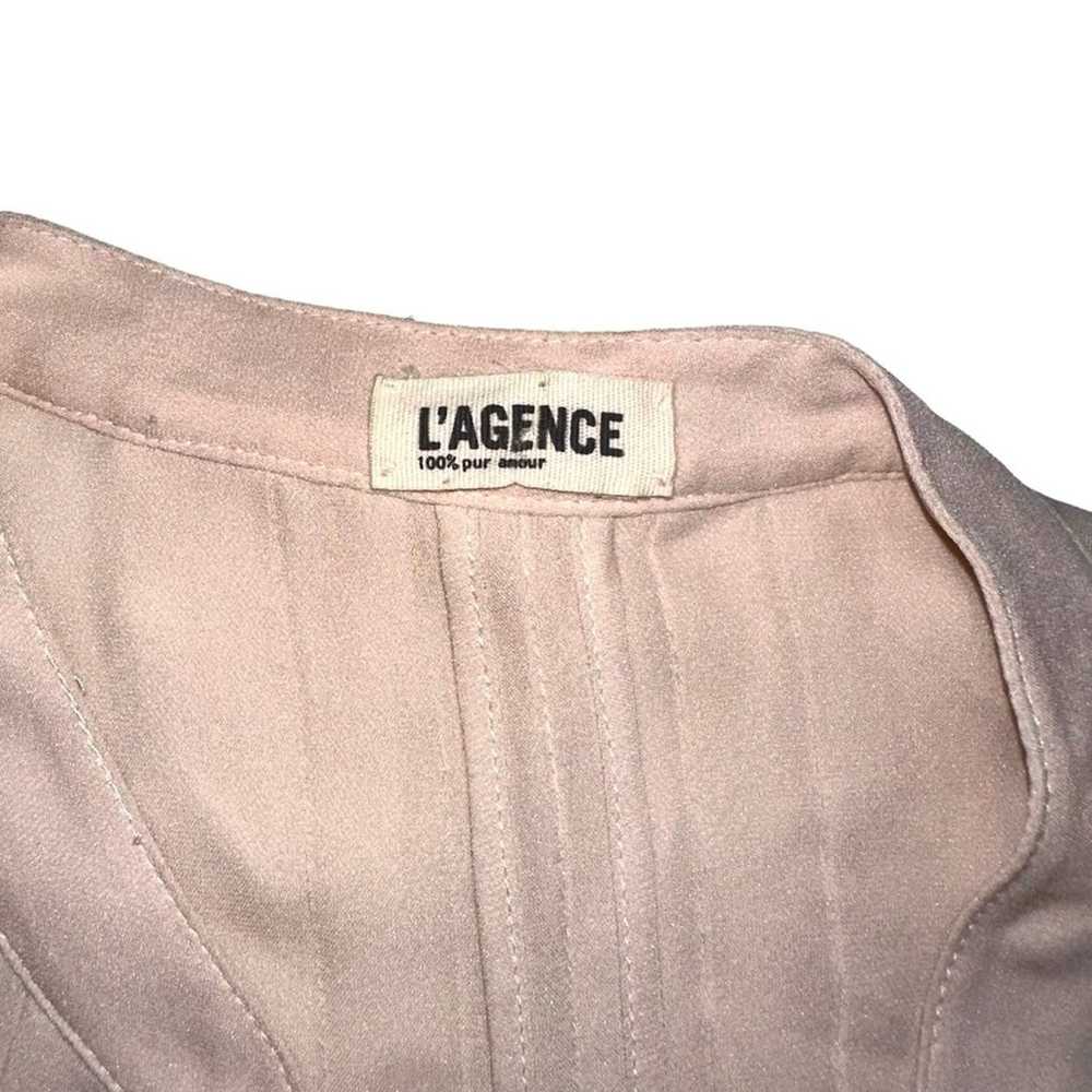L’AGENCE V-Neck Long Sleeve Blush Pink Silk Blous… - image 3