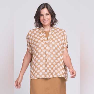 Flax Spartan 100% Linen Pullover in Ginger Dot si… - image 1
