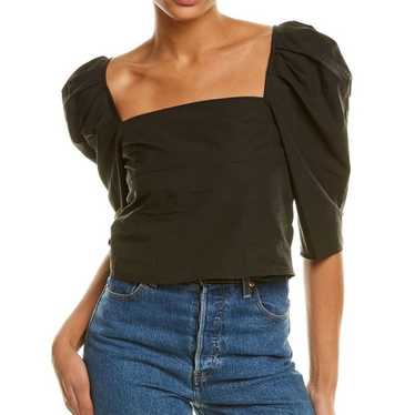 Vince Drape Square Neck Top Black 100% Cotton Siz… - image 1