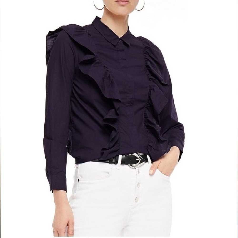 Ba&sh Paris Delhi Ruffle Cotton Poplin Shirt Sz 3… - image 2