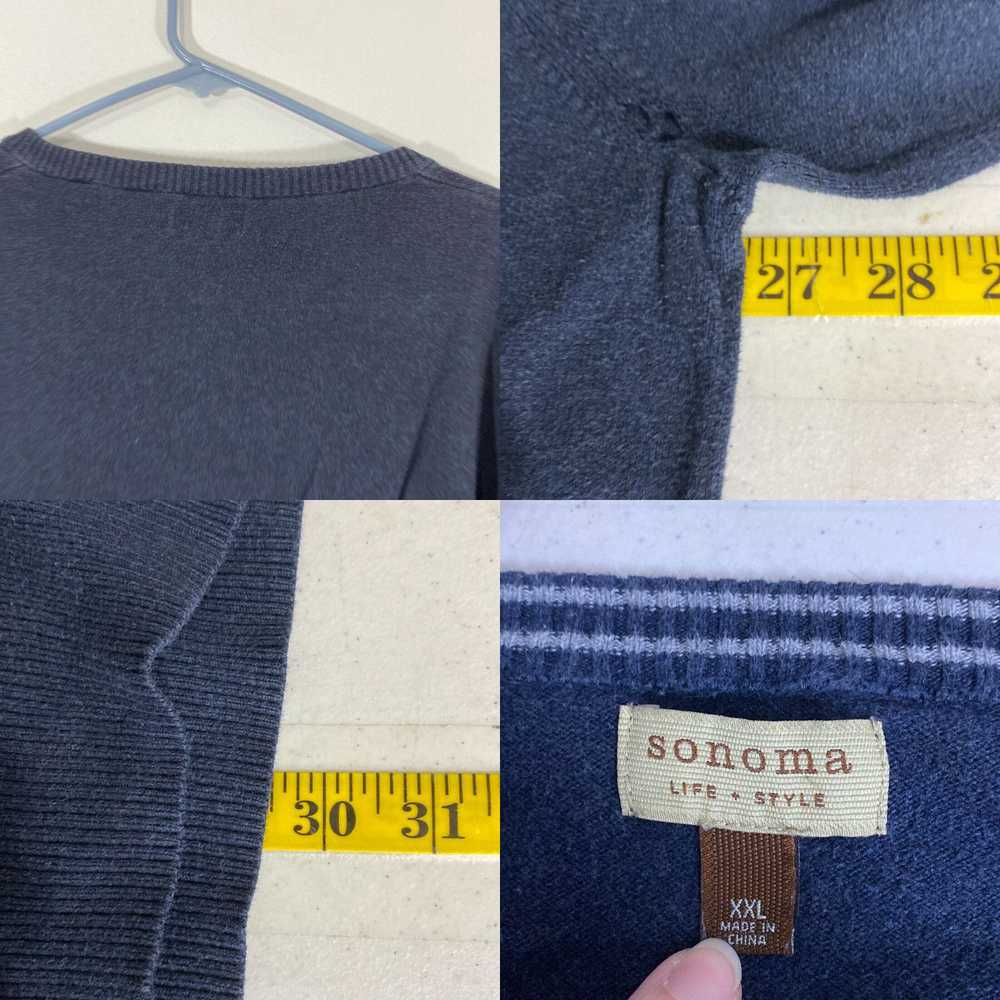 Vintage Sonoma Mens Blue Cotton Long Sleeves V Ne… - image 4