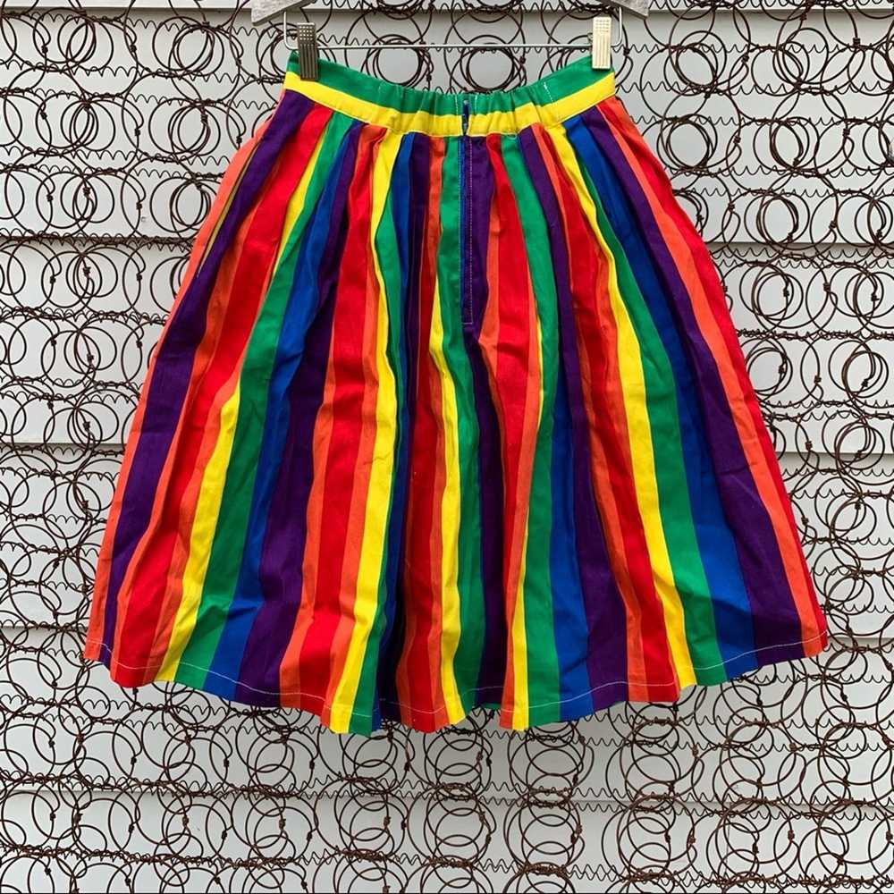 Vintage ModCloth Rainbow Pleated Full Skirt - image 2