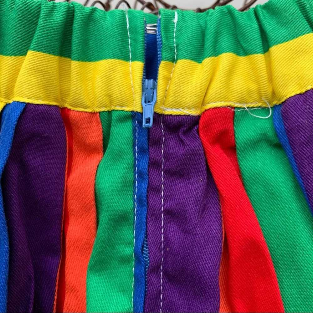 Vintage ModCloth Rainbow Pleated Full Skirt - image 4