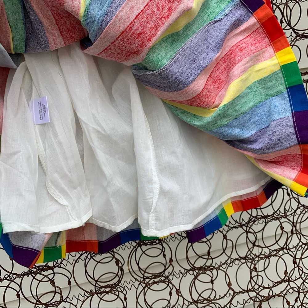Vintage ModCloth Rainbow Pleated Full Skirt - image 6