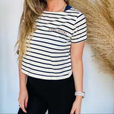 Madewell MADEWELL Navy Blue White Striped Staycat… - image 1