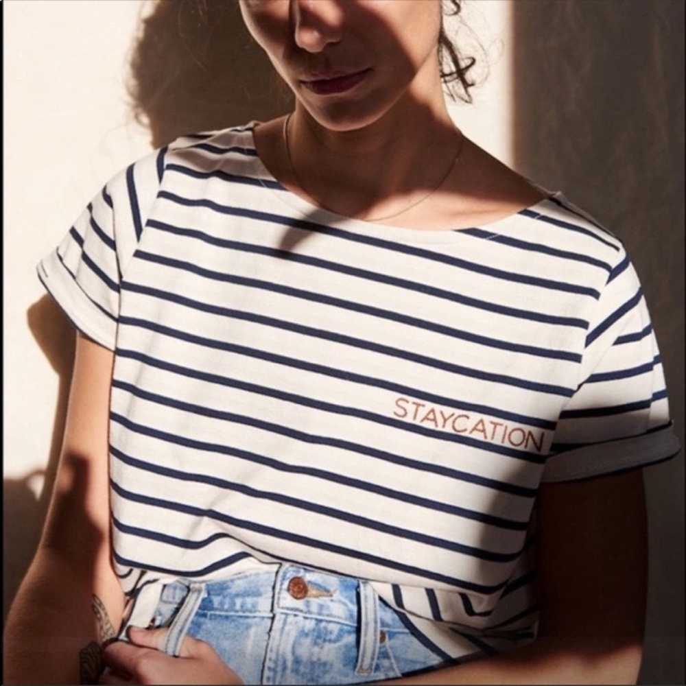 Madewell MADEWELL Navy Blue White Striped Staycat… - image 6