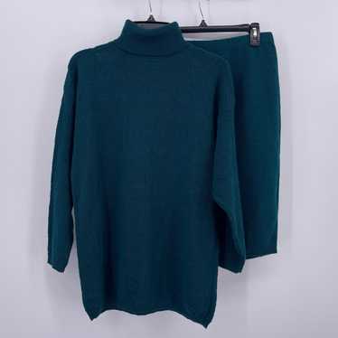 Other Vintage Mathias Sz L Sweater Skirt Set Teal… - image 1