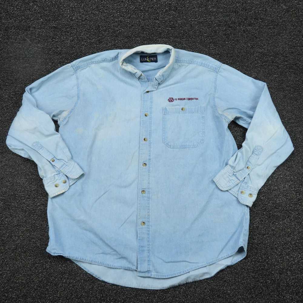 Vintage Luna Pier Denim Shirt Adult Large Blue Lo… - image 1
