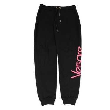 Versace Black Pink Logo Drawstring Sweat Pants Jo… - image 1